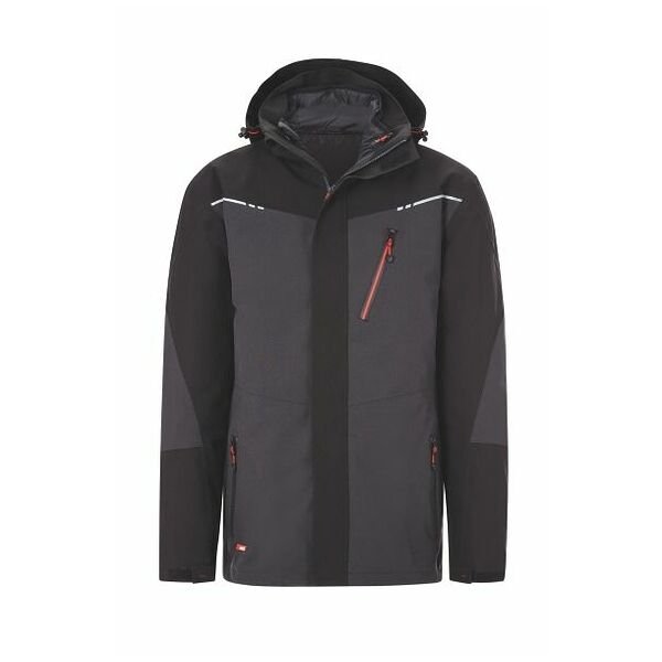 Áo khoác 3 trong 1, xám đậm / đen / đỏ, Cỡ Unisex: XL