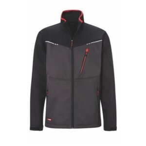 Áo khoác Soft shell, xám đậm / đen / đỏ, cỡ Unisex: 3XL