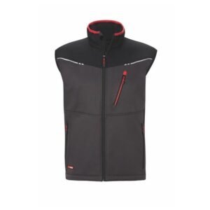 090603-2XL-jpg_600_b090603 Áo Gilet Soft Shell, Xám Đậm / Đen / Đỏ, Kích thước Unisex: 2XL