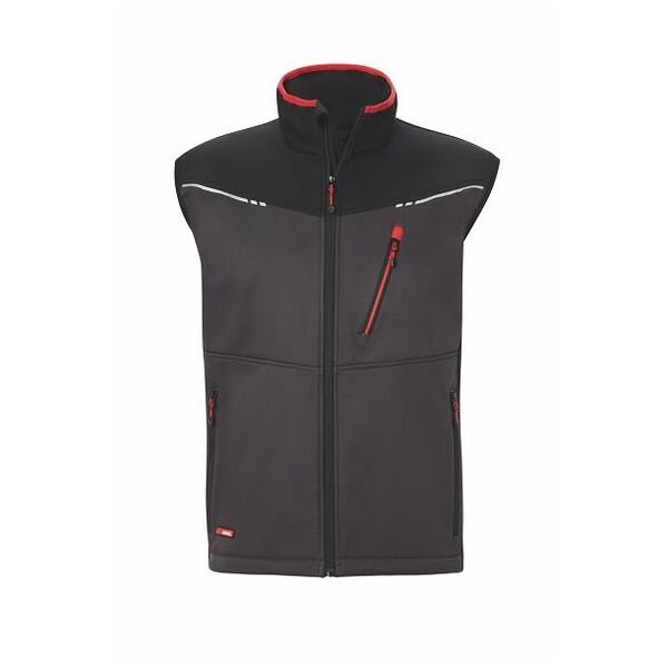 Áo Gilet Soft Shell, Xám Đậm / Đen / Đỏ, Unisex, Cỡ XL