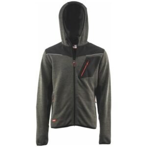 090644-S-jpg_600_b090644 Áo khoác dệt kim có mũ trùm đầu, xám đậm / đen / đỏ, Unisex size: S