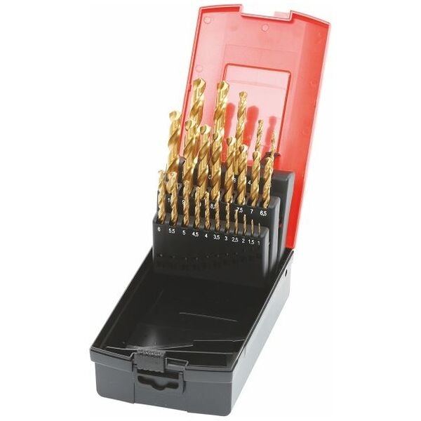 Bộ mũi khoan Jobber HSS No. 114360 trong hộp, phủ TiN, Loại: 1-10,5